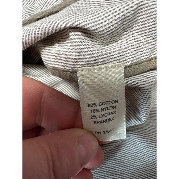 J Jill Pinstripe Cotton Stretch Button Up Mandarin Collar Jacket Size L - Picture 6 of 8